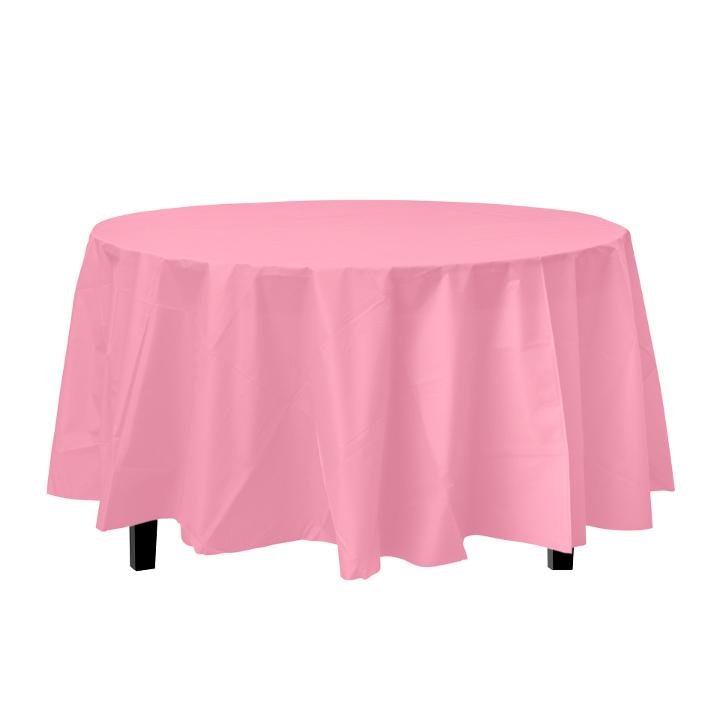 Premium Round Pink Plastic Tablecloth | 96 Count - Yom Tov Settings