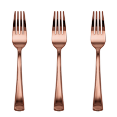 Exquisite Rose Gold Plastic Forks | 480 Count - Yom Tov Settings