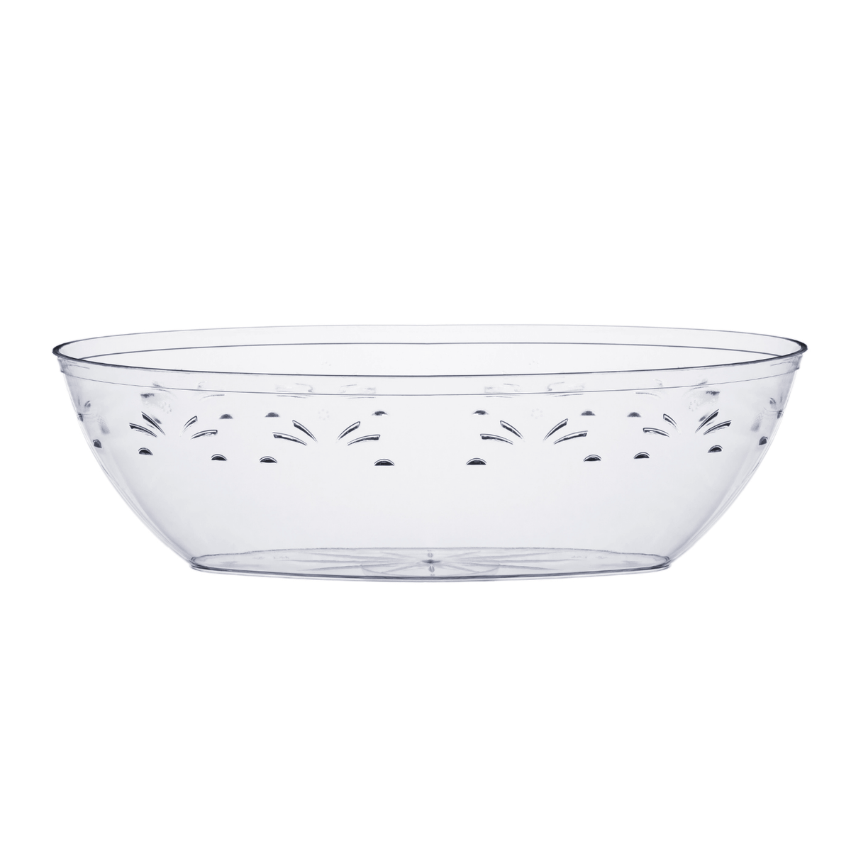 64 Oz. | Clear Oval Plastic Serving Bowl | 50 Pack - Yom Tov Settings