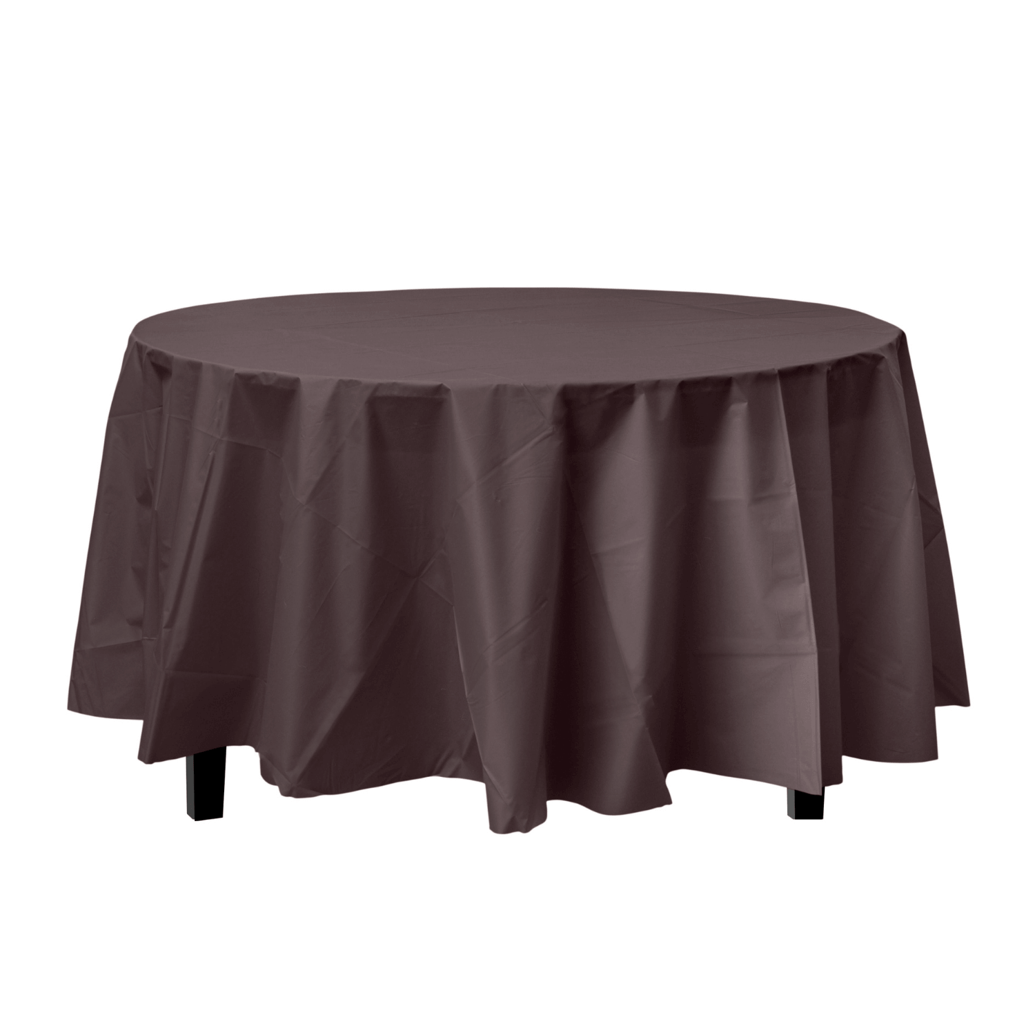 Brown Round Plastic Tablecloth | 48 Count - Yom Tov Settings
