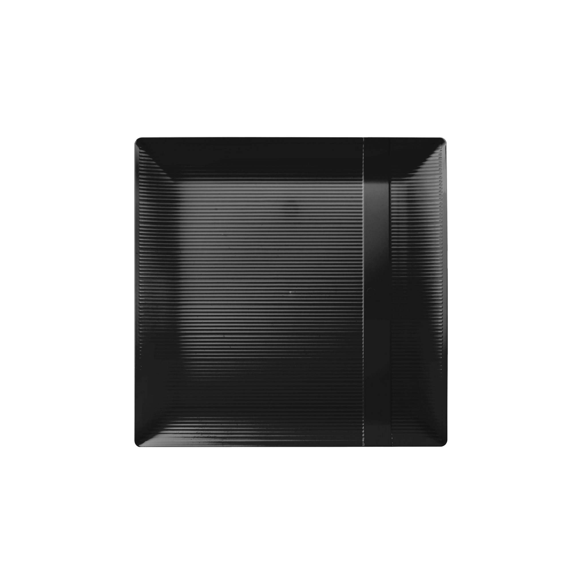 6.5" Zen Ridged Black Square Plastic Plates (120 Count) - Yom Tov Settings