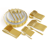 140 Piece Clear/Gold Petal Combo Set | Serves 20 Guests - Yom Tov Settings