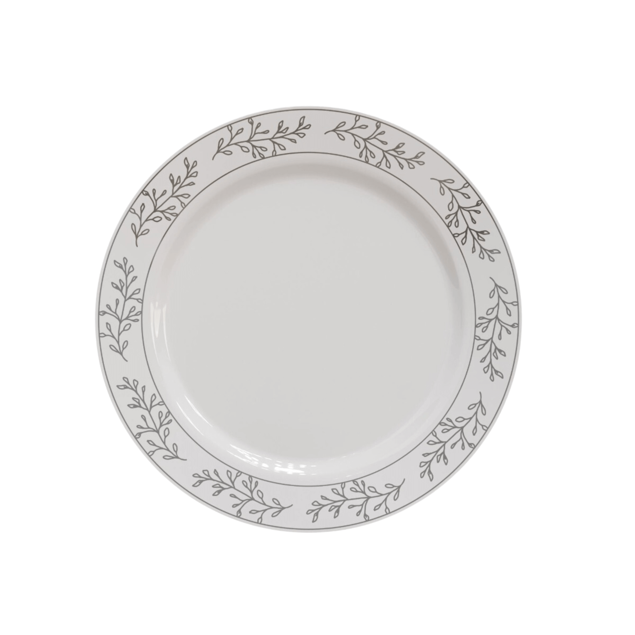9" Silver Leaf Design Plastic Plates (120 Count) - Yom Tov Settings