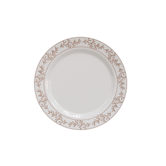 7.5" Rose Gold Leaf Design Plastic Plates (120 Count) - Yom Tov Settings