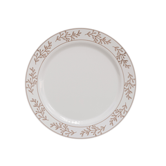 9" Rose Gold Leaf Design Plastic Plates (120 Count) - Yom Tov Settings