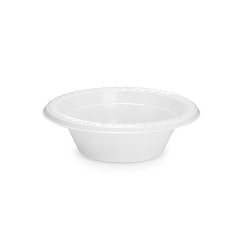 12 Oz. White Plastic Bowls - Case of 8 packs, 100 count each