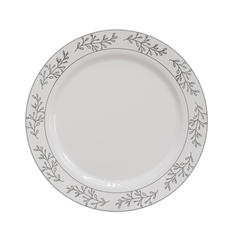 10.25" Silver Leaf Design Plastic Plates (120 Count) - Yom Tov Settings