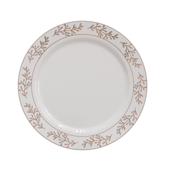 10.25" Rose Gold Leaf Design Plastic Plates (120 Count) - Yom Tov Settings