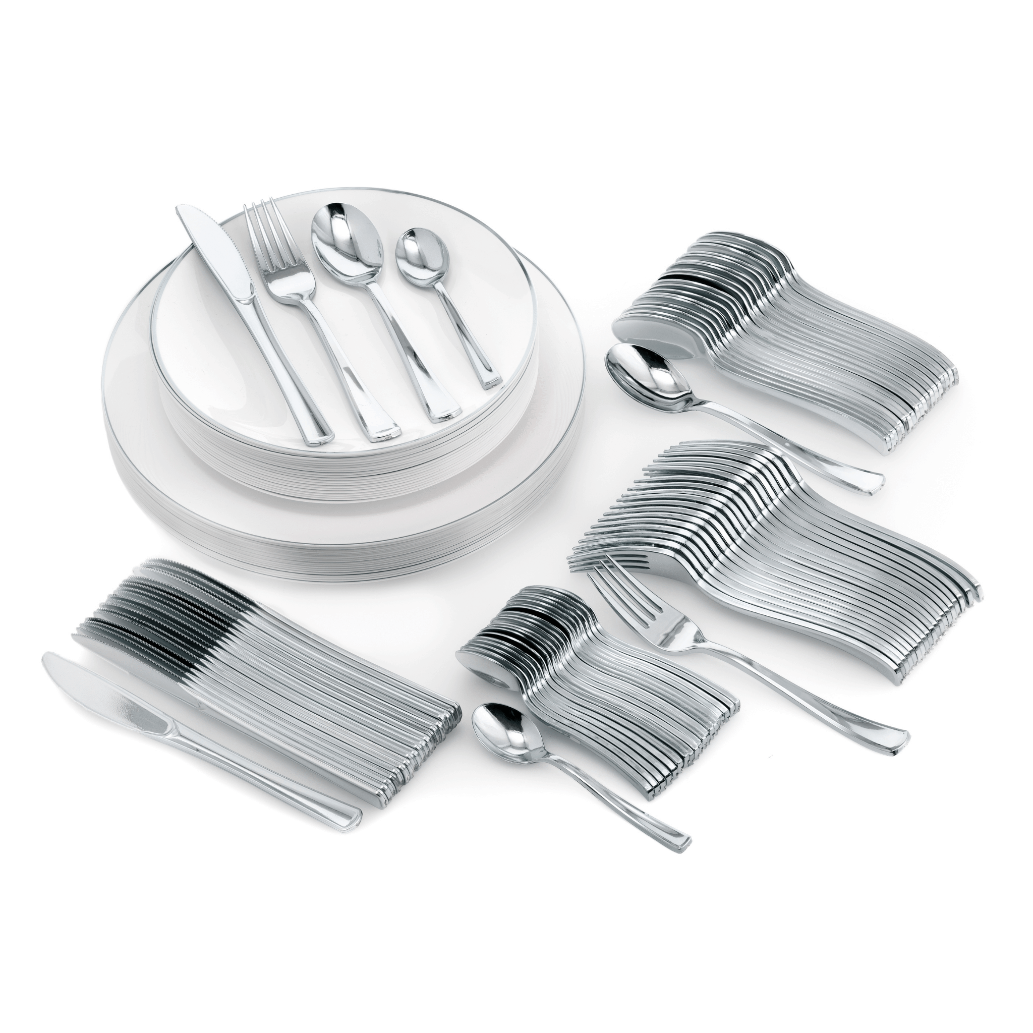 700 Piece Silver Classic Combo Set | Serves 100 Guests