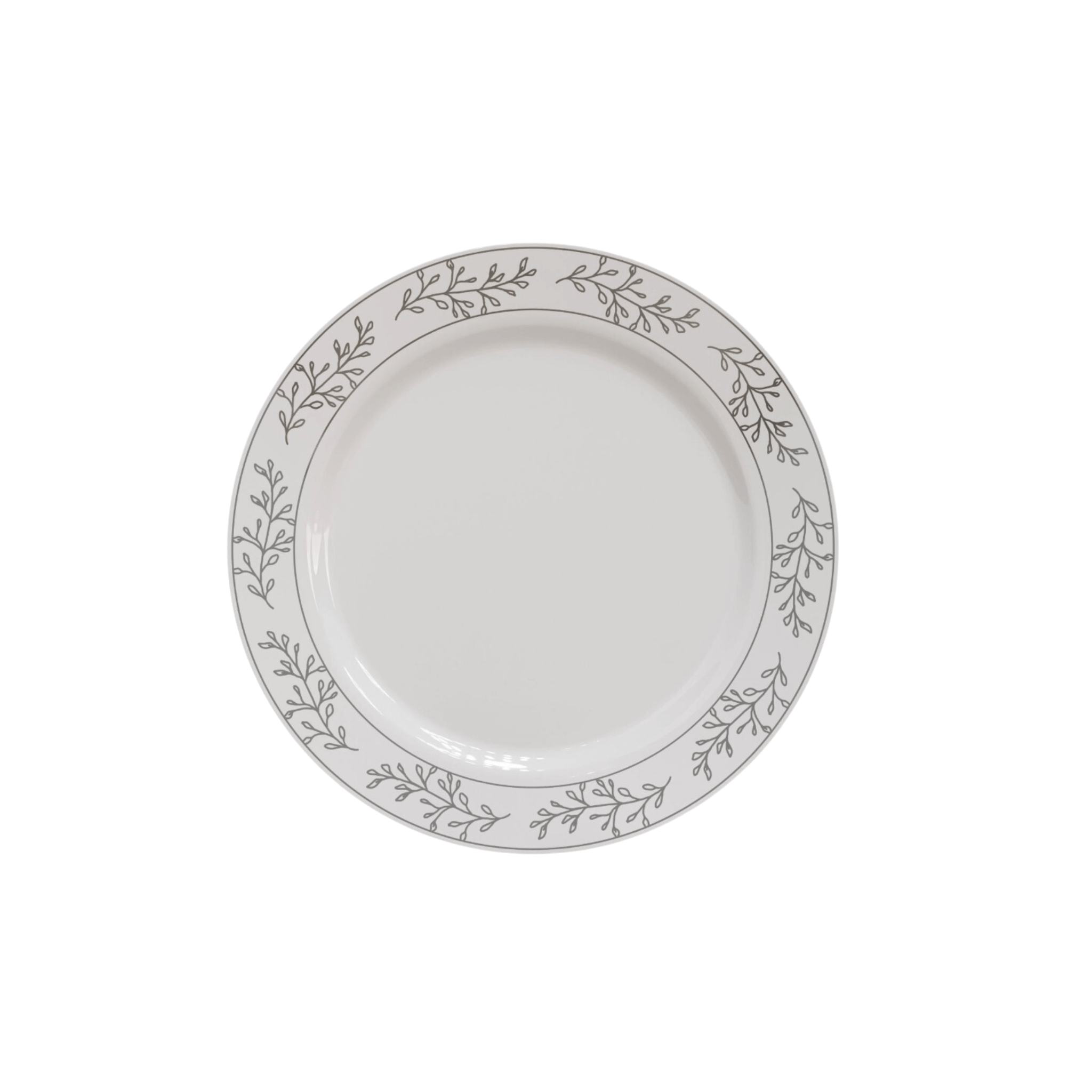 7.5" Silver Leaf Design Plastic Plates (120 Count) - Yom Tov Settings
