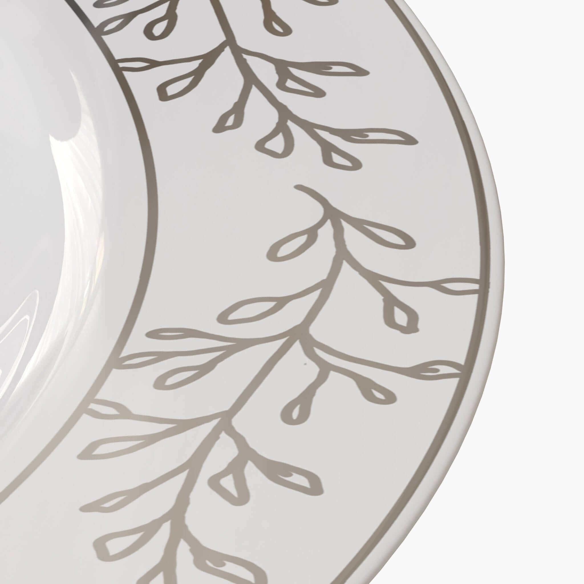 10.25" Silver Leaf Design Plastic Plates (120 Count) - Yom Tov Settings