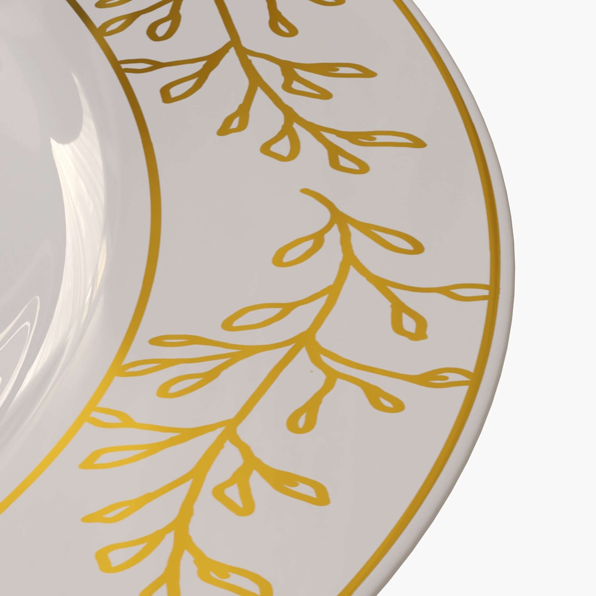 9" Gold Leaf Design Plastic Plates (120 Count) - Yom Tov Settings