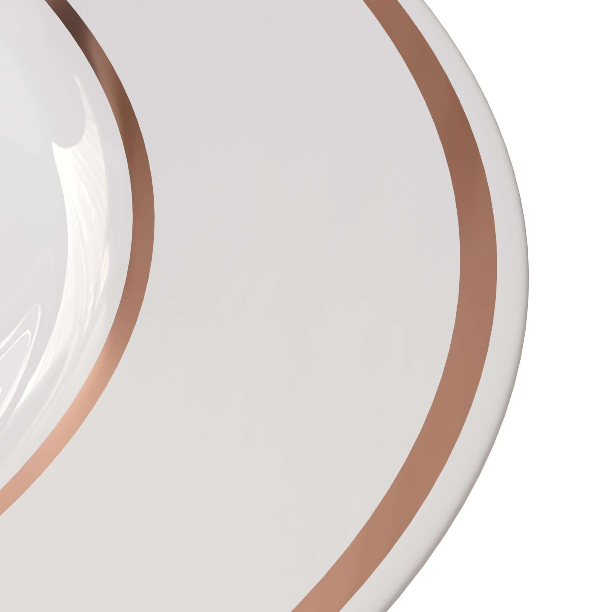 10.25" White/Rose Gold Line Design Plastic Plates (120 Count) - Yom Tov Settings