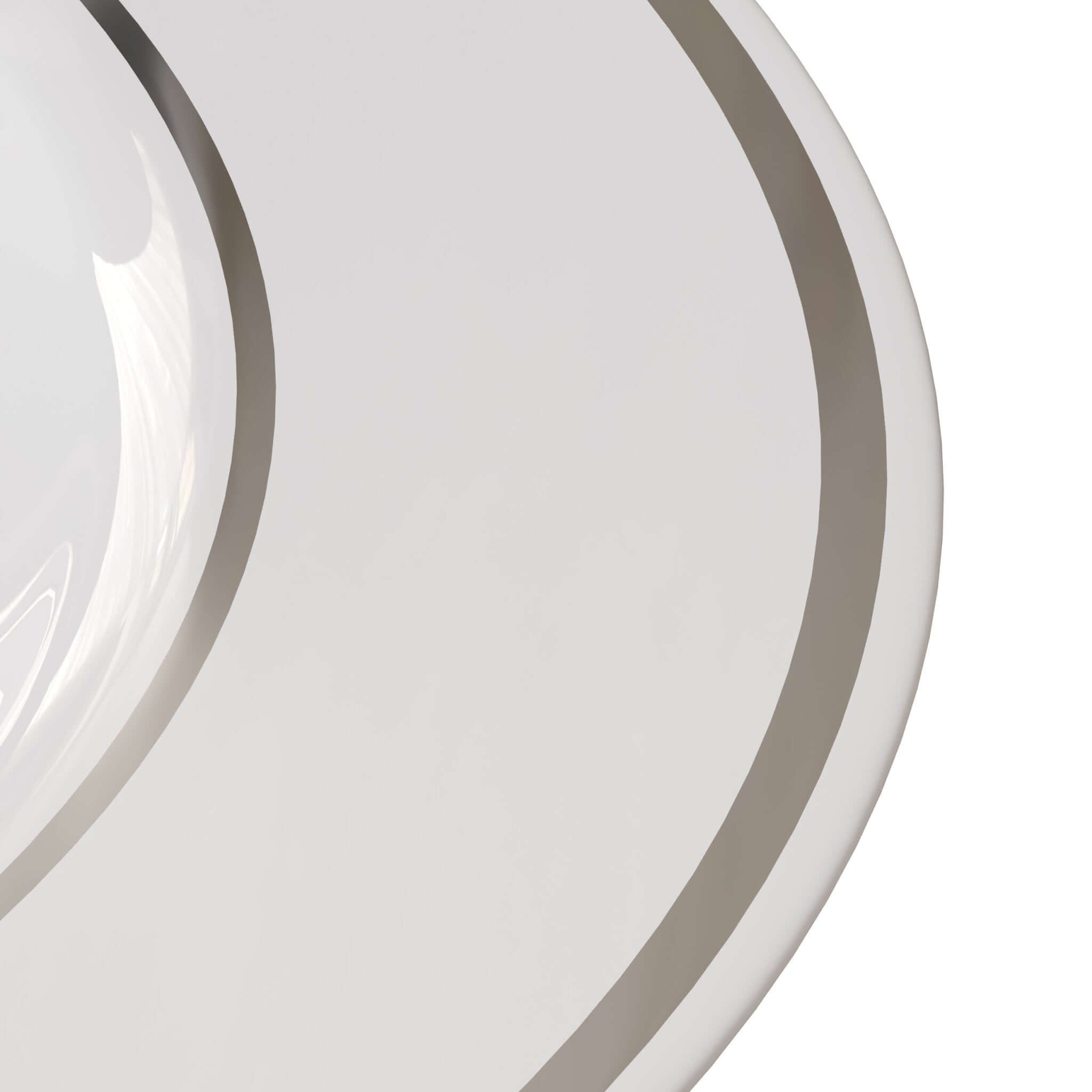 9" White/Silver Line Design Plastic Plates (120 Count) - Yom Tov Settings