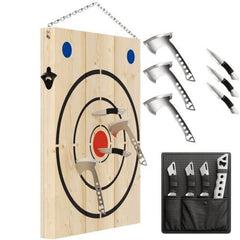 Axe throwing Board with Axes and Knives